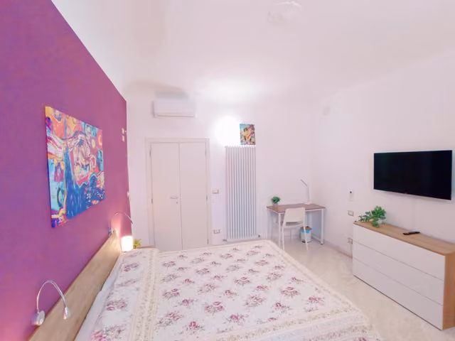 TV a schermo piatto e arredi della camera